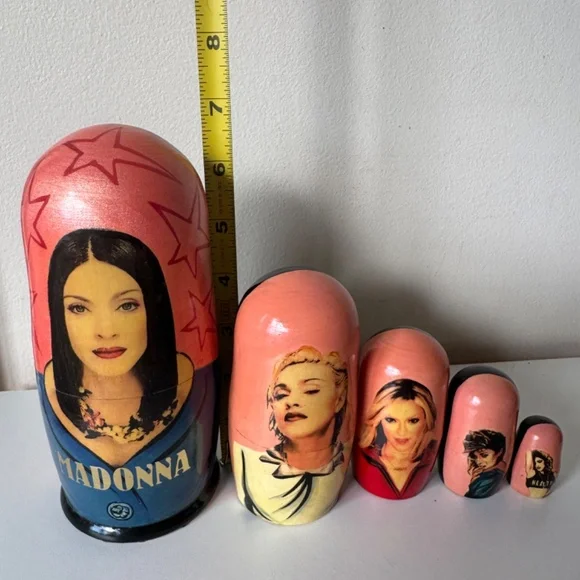Artist Signed 2002 Madonna Russian Nesting Dolls Set of 5 Matryoshka Pop Art - Picture 6 of 12